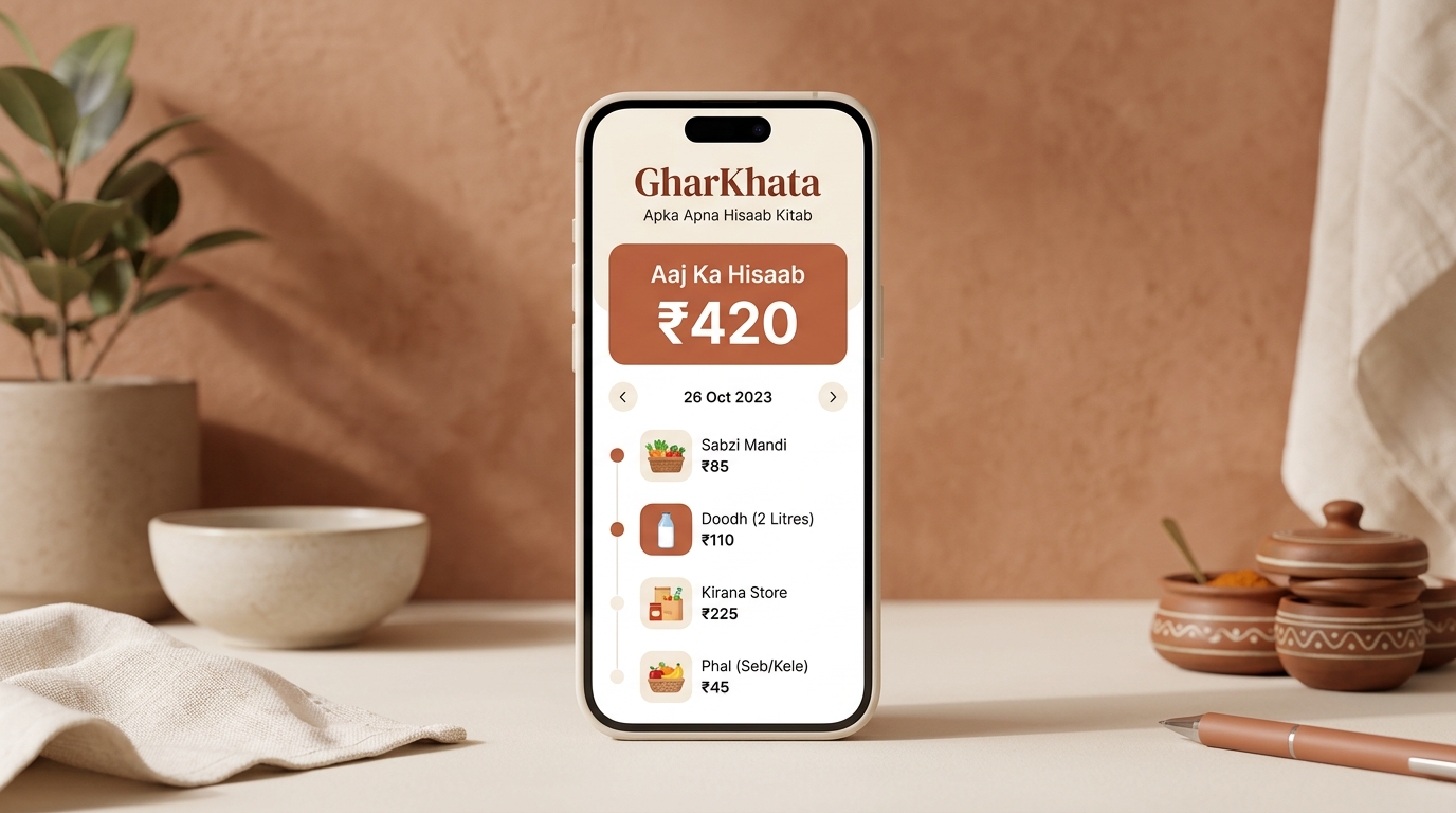 GharKhata Minimalist Offline Household Ledger interface preview