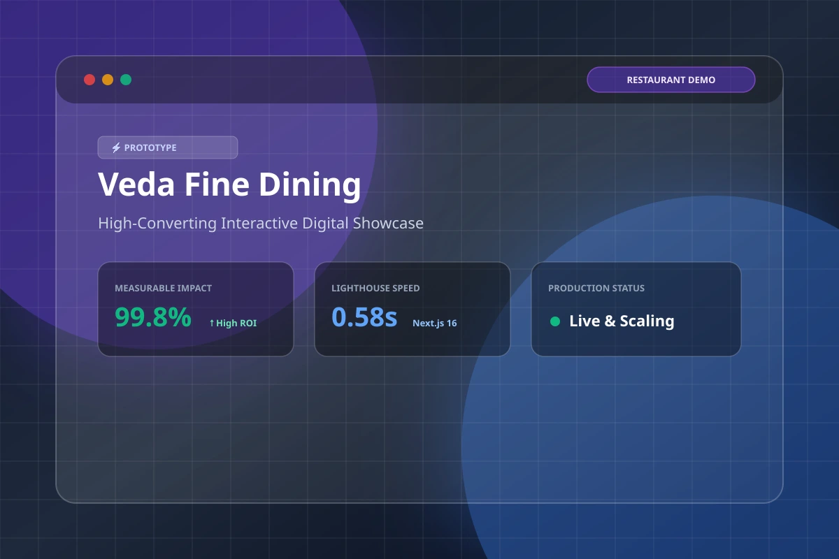 Veda Fine Dining — Interactive Menu & Reservation Suite — ProNext Labs Portfolio